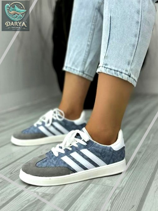 خرید کفش کتونی ونس ترند مدل سه خط آبی طوسی