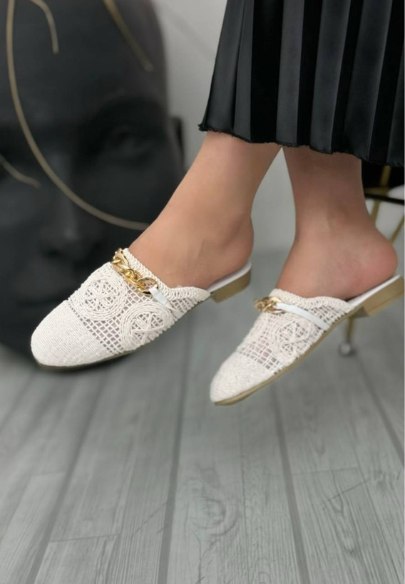 خرید صندل زنانه مجلسی مدل گیپور سفید