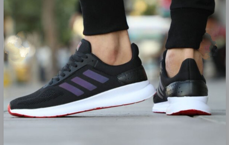 کتونی آدیداس مدل فالکون مشکی طوسی زیره قرمز