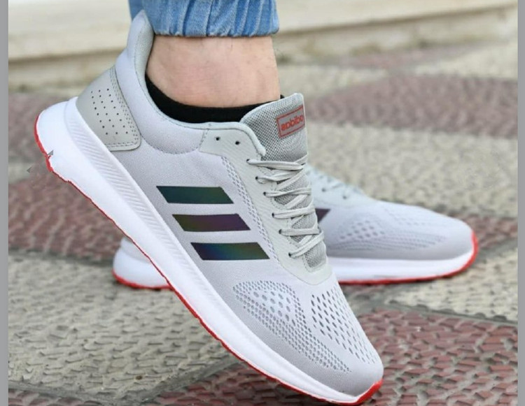 کتونی آدیداس مدل فالکون طوسی مشکی با زیره قرمز