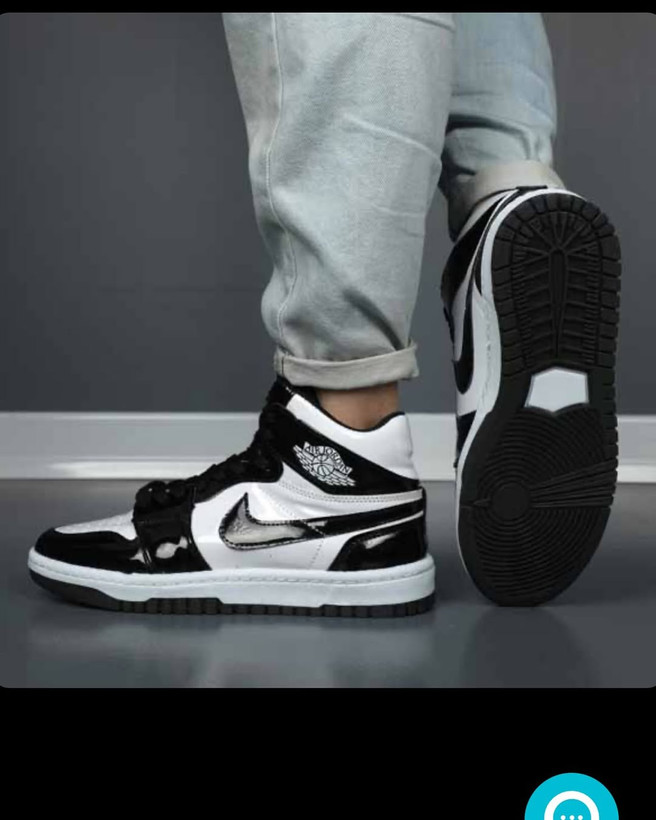 خرید کفش کتونی مردانه جذاب ساق دار مدل نایک جردن سفید مشکی