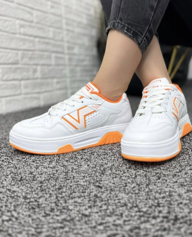 خریدکفش زنانه جذاب ونس مدل وال سفید نارنجی